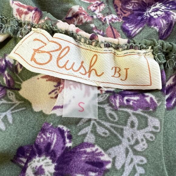 Blush BJ Womens Crop Top Floral Print Pleated Underwire Cutout Back Green Small - Picture 9 of 11